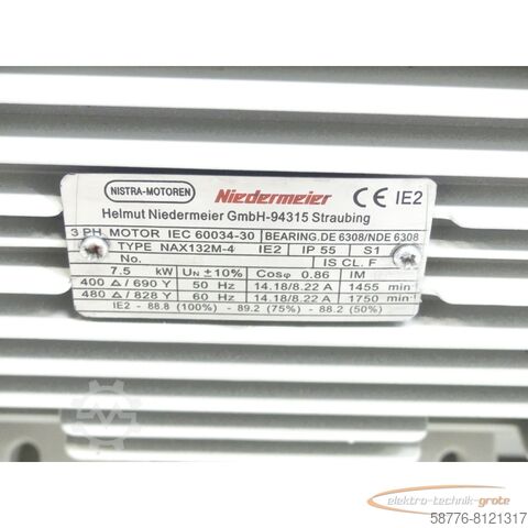 Control unit  Niedermeier NAX132M-4 Drehstrommotor SN:121016543