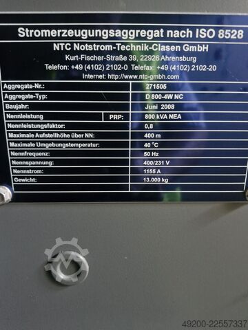 Notstromaggregat NTC D 800-4W NC