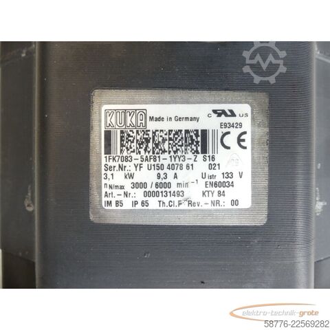 Control unit KUKA 1FK7083-5AF81-1YY3-Z S16 Servomotor SN: YFU150407861021