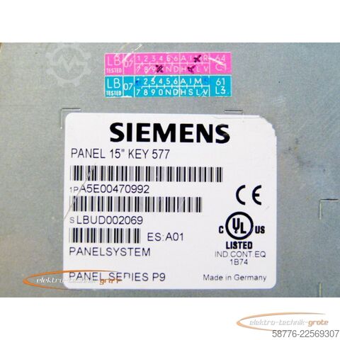 Component Siemens A5E00470992 Panelsystem Panel 15" SN: LBUD002069