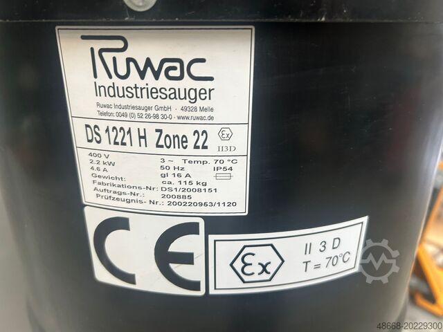 Industrial vacuum cleaner Vacuum cleaner Ruwac Modell DS 1221 H Ex