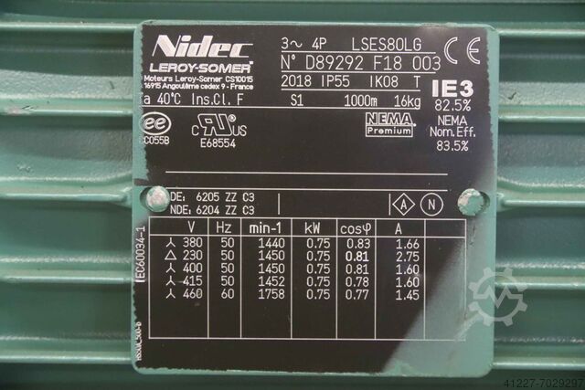 Gear motor 0.75 kW 100 rpm Nidec Leroy-Somer 032 LS1-CB 3032 S