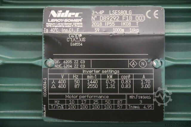 Gear motor 0.75 kW 100 rpm Nidec Leroy-Somer 032 LS1-CB 3032 S