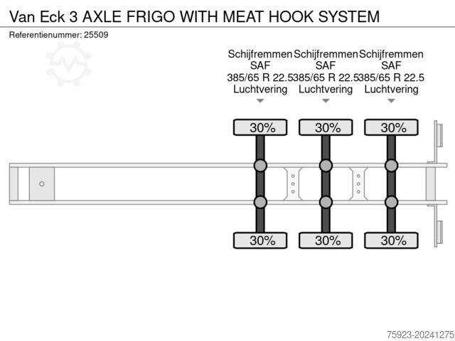 Refrigerated/frozen transport Van Eck 3 AXLE FRIGO WITH MEAT HOOK SYSTEM