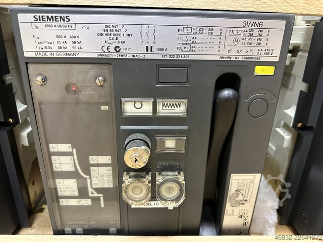 EINSCHUB-LUFTLEISTUNGSSCHALTER – 1.000 A Siemens 3WN6