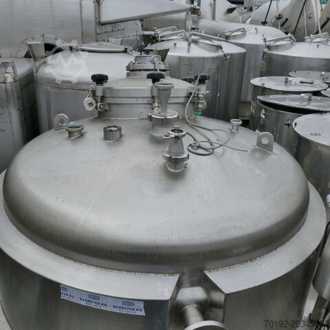 1410 liter heat-/coolable pressure vessel, Aisi 316 with propeller agitator Waldner 9585