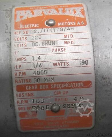 DC gear motor 0.19 kW 40 rpm Parvalux 12./174778/4H