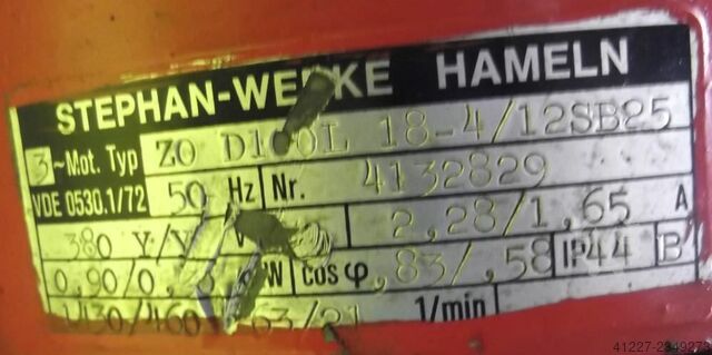 Getriebemotor 0,5/0,9 kW 21/63  U/min Stephan Werke ZOD100L18-4/12SB25
