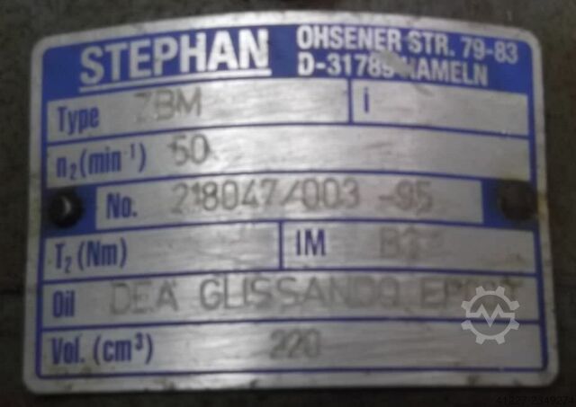 Gear motor 0.55 kW 50 rpm Stephan Werke ZBM
