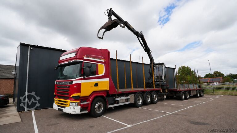 Kranwagen Scania R 580 V8 8X4 LOGTRANSPORT COMBI WITH KESLA 2112...