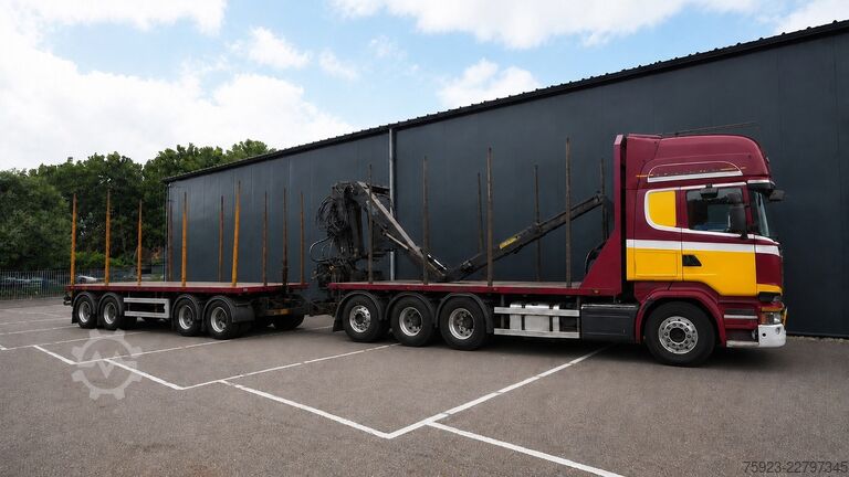 Kranwagen Scania R 580 V8 8X4 LOGTRANSPORT COMBI WITH KESLA 2112...