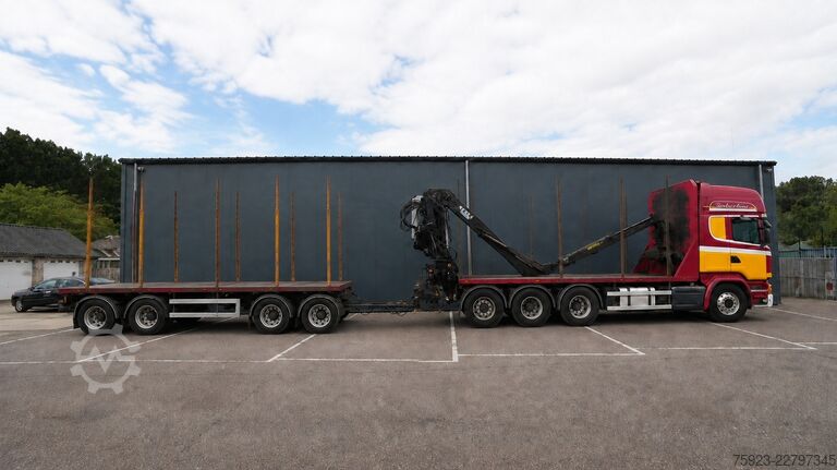 Kranwagen Scania R 580 V8 8X4 LOGTRANSPORT COMBI WITH KESLA 2112...