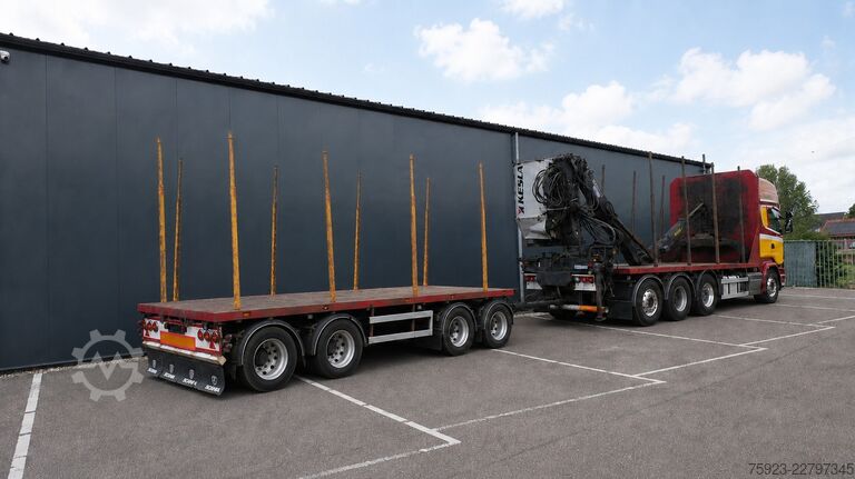 Kranwagen Scania R 580 V8 8X4 LOGTRANSPORT COMBI WITH KESLA 2112...