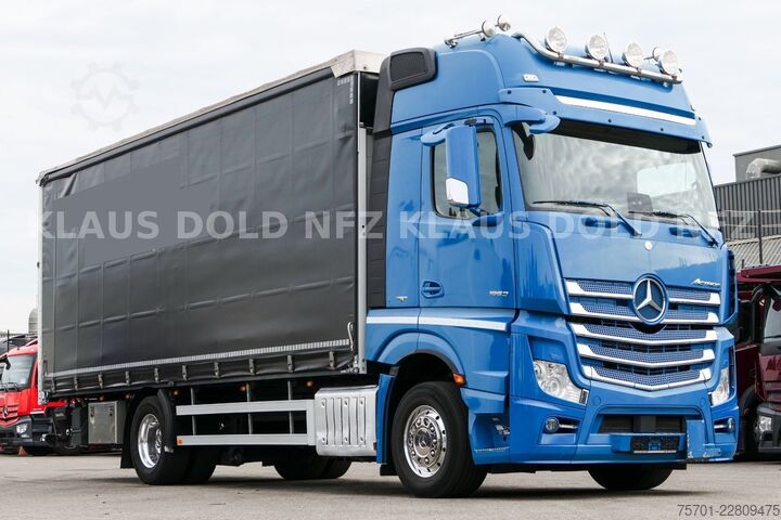 Flatbed truck with tarp MERCEDES-BENZ Actros 1863 Pritsche Plane Retarder LBW Euro 6