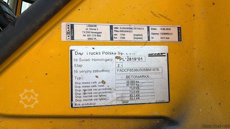 Chassis cab DAF CF 85.360 (BOITE MANUELLE / MANUAL GEARBOX / BI...