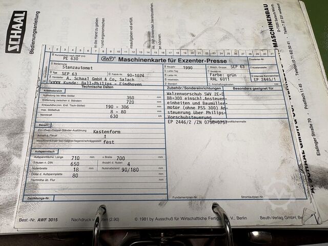 Automatic punching machine SCHAAL SEP 63