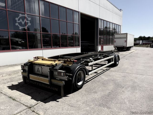 Silo trailer Hüffermann HSA  2 Achs Schlitten- Abrollmuldenanhänger