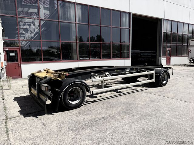 Silo trailer Hüffermann HSA  2 Achs Schlitten- Abrollmuldenanhänger