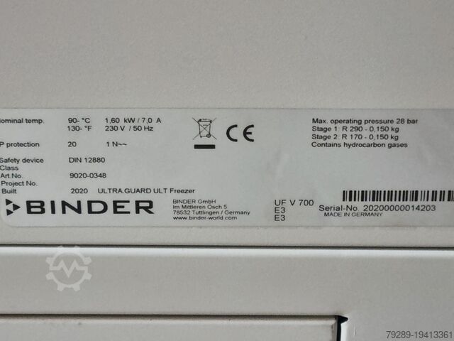 Ultra low temperature freezer Binder UV F 700