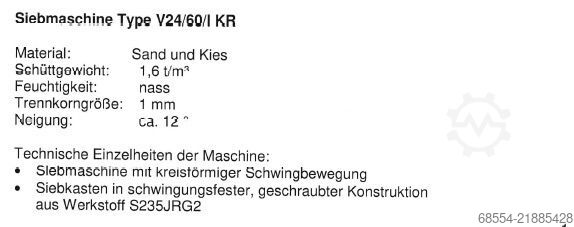 Sand separation / washing plant Wolff Aufbereitungssysteme V24/60/I KR