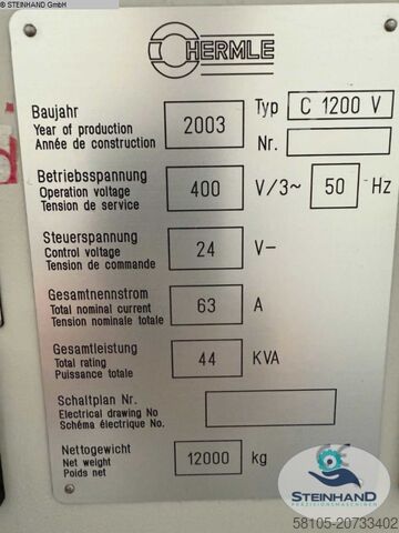 Bearbeitungszentrum - Vertikal HERMLE C 1200 V