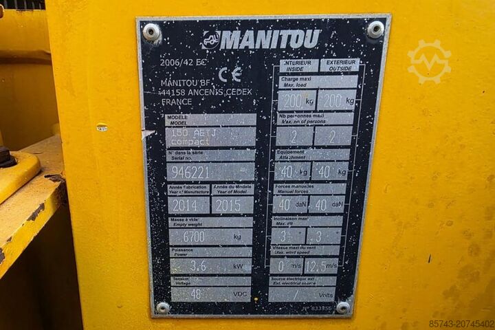 Gelenkteleskoparbeitsbühne Manitou 150AETJ Compact As-Is, Electric, 15m Working Heigh