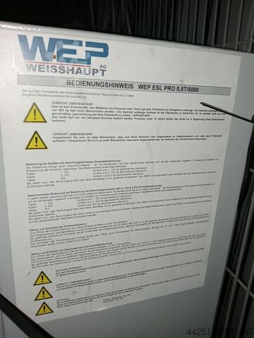 Lastenaufzug Liftanlage Einsäulenlift Weisshaupt ESL Pro 0,5T/5000