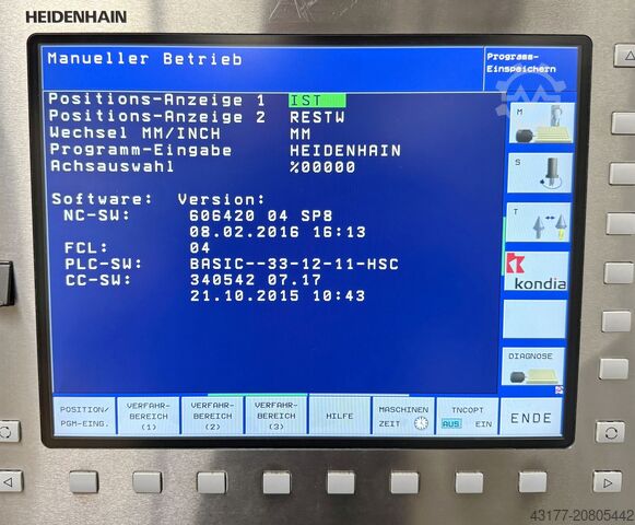 Vertikales Bearbeitungszentrum CNC BAZ KONDIA Heidenhain TNC 530 A-6 und A-10 IKZ + Zubehör