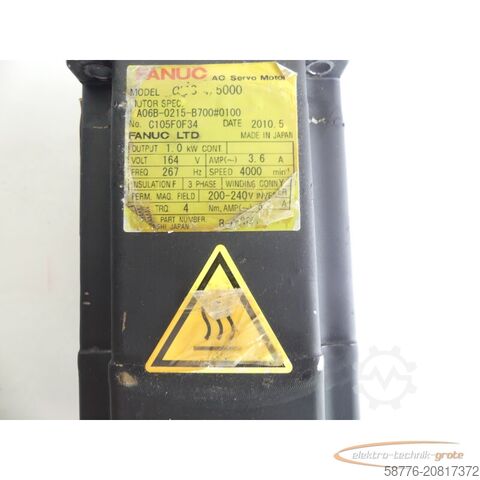 Steuerung Fanuc A06B-0215-B700 # 0100 AC Servomotor SN: C105F0F34 mit Pulsecoder A860