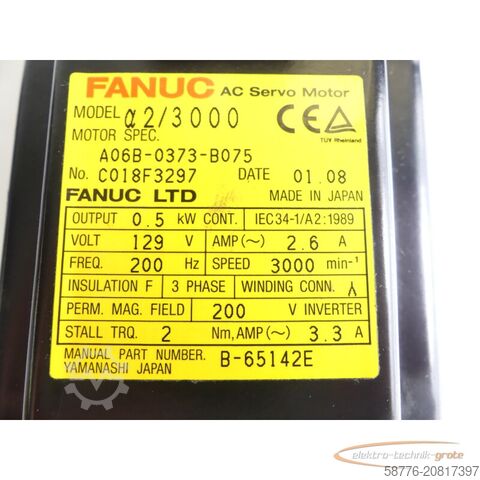 Steuerung Fanuc A06B-0373-B075 AC Servomotor SN: C018F3297 mit Pulsecoder A860-0360-T001