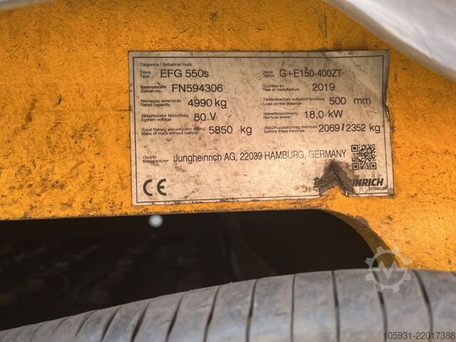 Electric 4-wheel forklift Jungheinrich EFG550