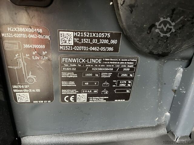 Electric 3-wheel forklift Linde E16H-02