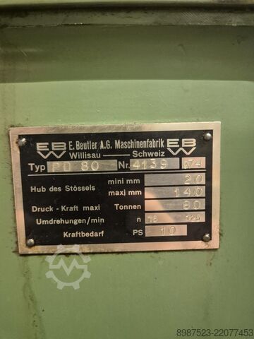 Eccentric press E. Beutler A.G. Maschinenfabrik PD 80 Typ LK80