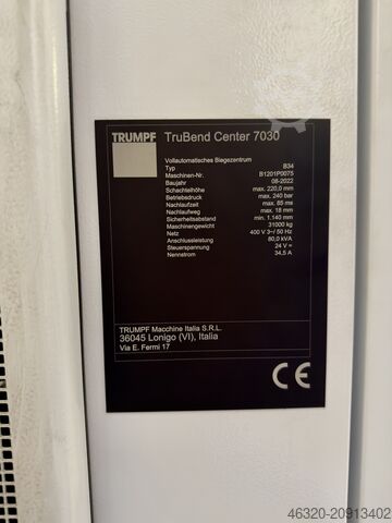 Automatic swing bending machine - 4 mm TRUMPF TruBend Center 7030