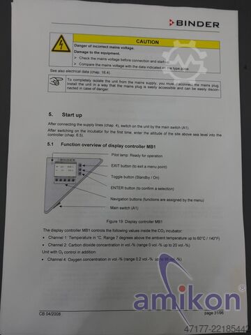 CO2 incubator with hot air sterilization Binder CB 210 187°C 210 Liter