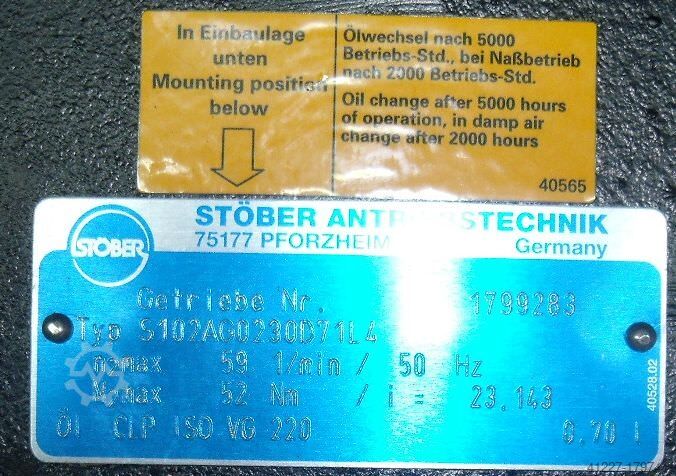 Getriebemotor 0,37 kW 59 U/min Stöber S102AG0230D71L4