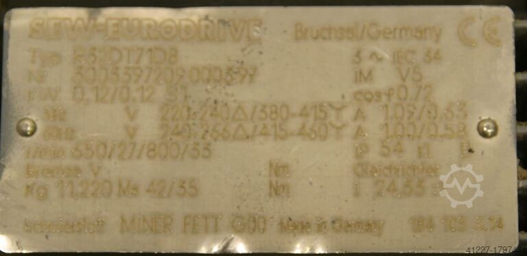 Geared motor 0.12 kW 27 rpm SEW-EURODRIVE R32DT71D8