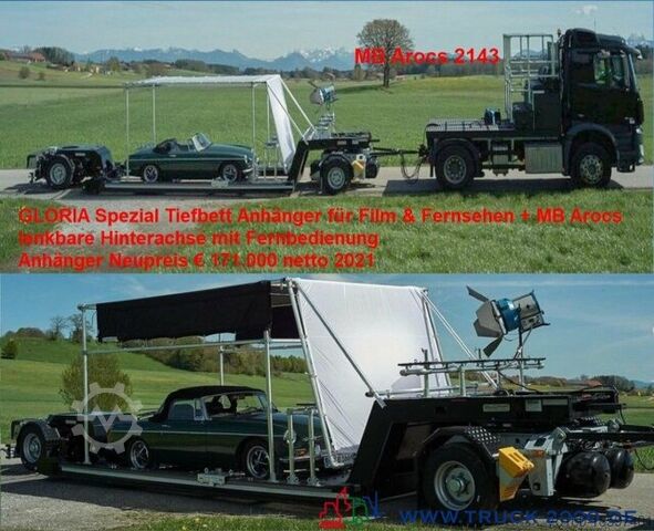 Autotransporter LKW Mercedes-Benz 2143 Spezialgespann für TV & Film Produktion
