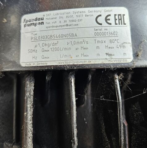 Coolant pump, submersible centrifugal pump Spandau Pumpen PSL0303GBS460N05BA