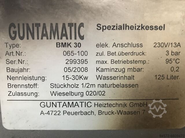 GUNTAMATIC 30 KW HOLZVERGASERKESSEL GUNTAMATIC BMK (15-30 KW)
