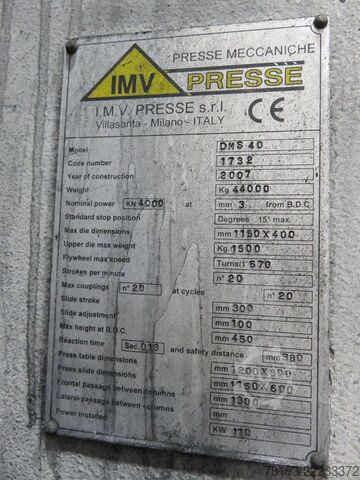 Mechanische Presse DMS 40 IMV
