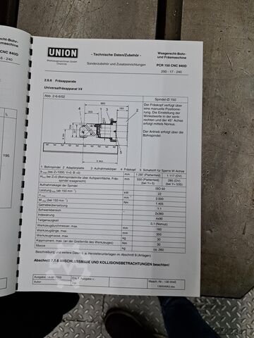 Table boring mill Union PCR 150 CNC 840 D