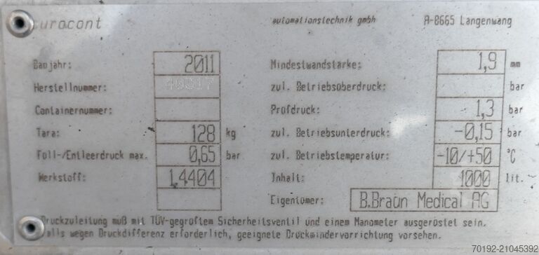 1000 liter IBC container made of V4A  9707