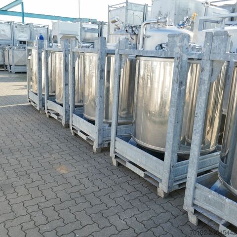 1000 liter IBC round container made of V2A stainless steel UCON K0105