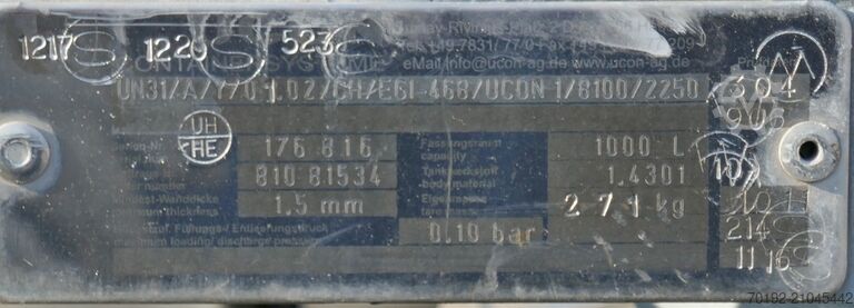 1000 liter IBC round container made of V2A stainless steel UCON K0105