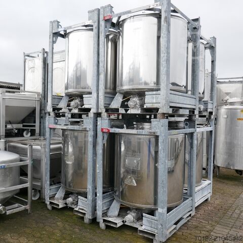 1000 liter IBC round container made of V2A stainless steel UCON K0105