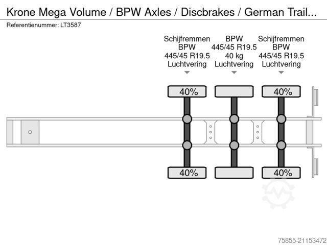 Volume transport Krone Mega Volume / BPW Axles / Discbrakes / German T...