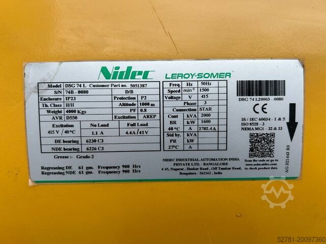 Generator set Caterpillar 3516B - 2.250 kVA Generator - DPX-25084