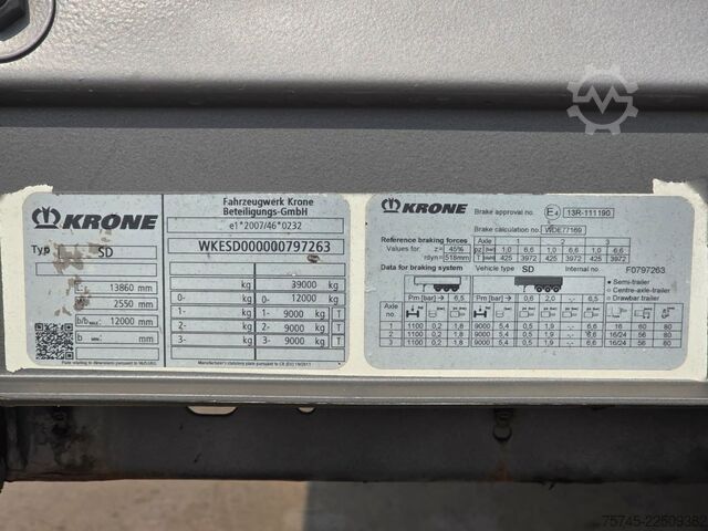 Working platform semitrailer KRONE SD * PLATEAU * BPW * 2X PALETTENKASTEN *