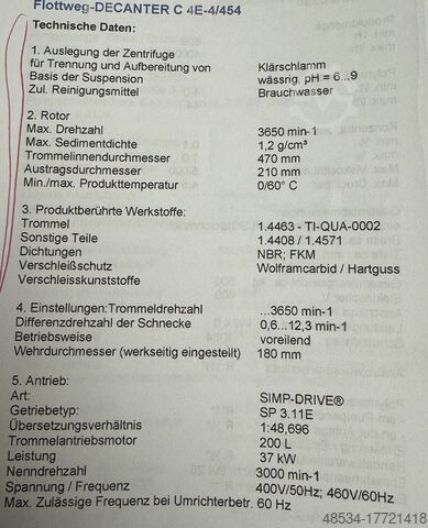 Decanter Flottweg C4E-4/454 D